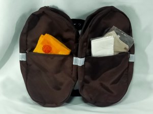 画像1: 日本初！小学生便利グッズ！ サンドセル・ポケット　/   ブラウン　　ランドセル用両サイドバッグ　特許取得商品 　通販